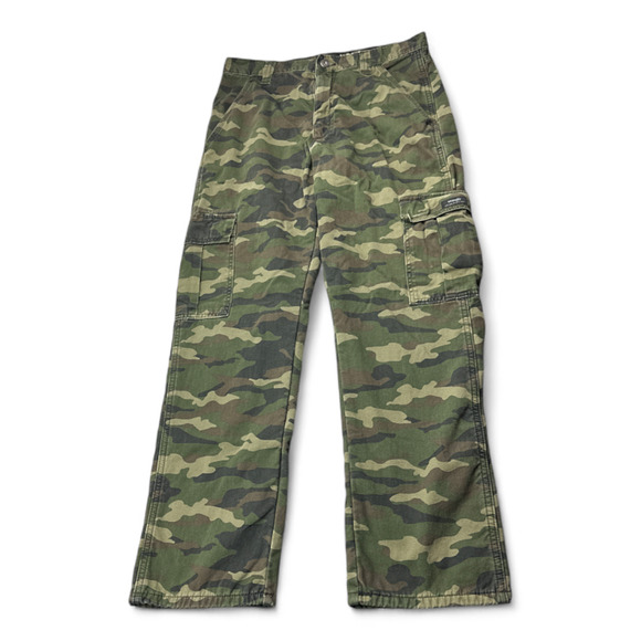 Wrangler Cargo Pants Mens 30x30 Green Camouflage Fleece Lined Tactical Utility - Picture 1 of 9